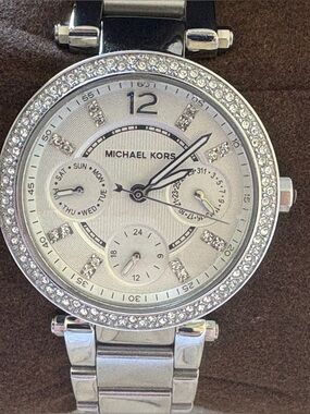 Michael Kors Silver Watch with Crystal Details